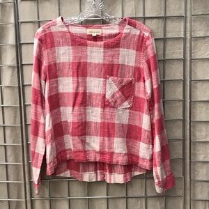 Cloth & Stone Red and Cream Plaid Blouse